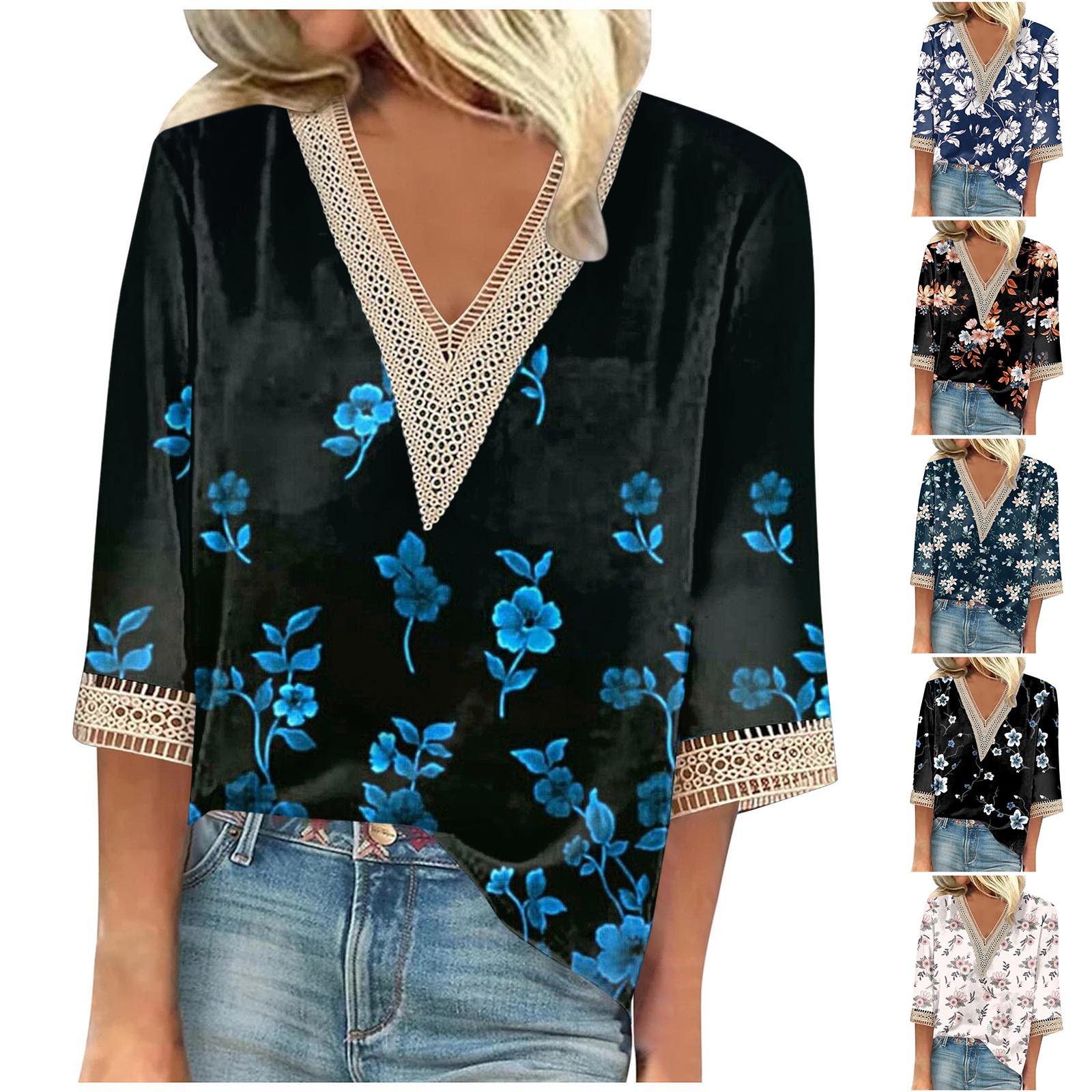 Женская мода на каждый день Повседневная футболка с v-образным вырезом и семиточечным рукавом с принтом Топ
Женская мода на каждый день Повседневная футболка с v-образным вырезом и семиточечным рукавом с принтом Топ