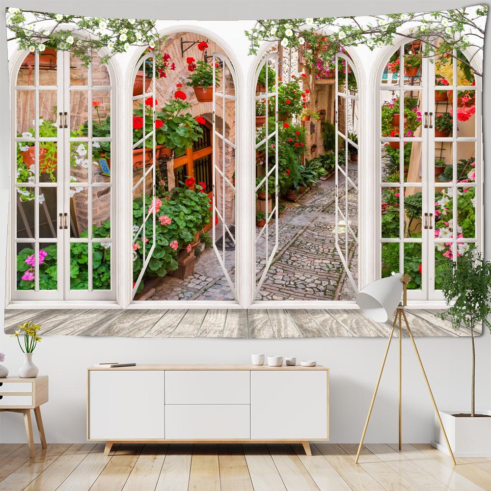 Гобелен с пейзажем на окне для украшения, 3D-гобелен с романтическими цветами, домашняя живопись, психоделические лесные гобелены, настенные гобелены W150xH100cm
Гобелен с пейзажем на окне для украшения, 3D-гобелен с романтическими цветами, домашняя живопись, психоделические лесные гобелены, настенные гобелены W150xH100cm