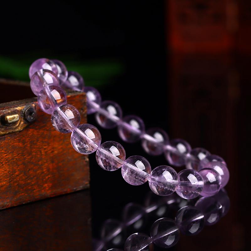 Natural Brazilian Lavender Amethyst Round Bead Crystal Bracelet - Elegant, Transparent Purple for Women
Natural Brazilian Lavender Amethyst Round Bead Crystal Bracelet - Elegant, Transparent Purple for Women