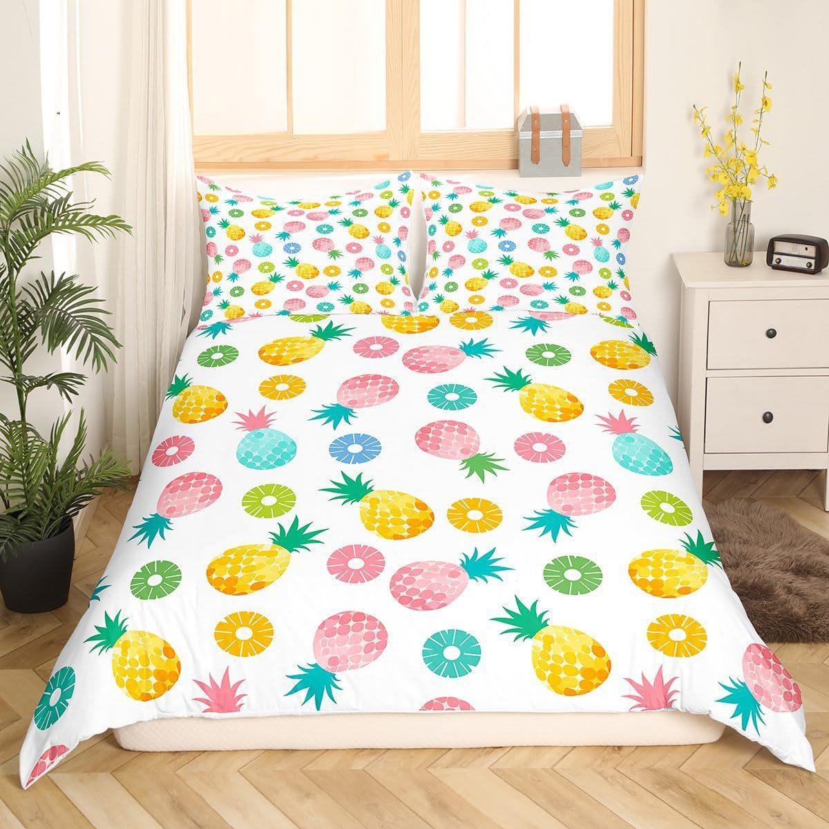 Комплект пододеяльника «Ананас» Тропический фрукт Пляжный принт Постельное белье Украшение подростковой спальни Набор из трех предметов EU single 135*200
Комплект пододеяльника «Ананас» Тропический фрукт Пляжный принт Постельное белье Украшение подростковой спальни Набор из трех предметов EU single 135*200