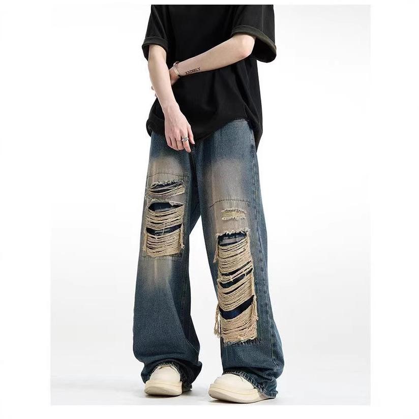 Men s Cross-border American Street Style Patchwork Ripped Jeans - Trendy Loose Straight-Leg Design 3XL
Men s Cross-border American Street Style Patchwork Ripped Jeans - Trendy Loose Straight-Leg Design 3XL