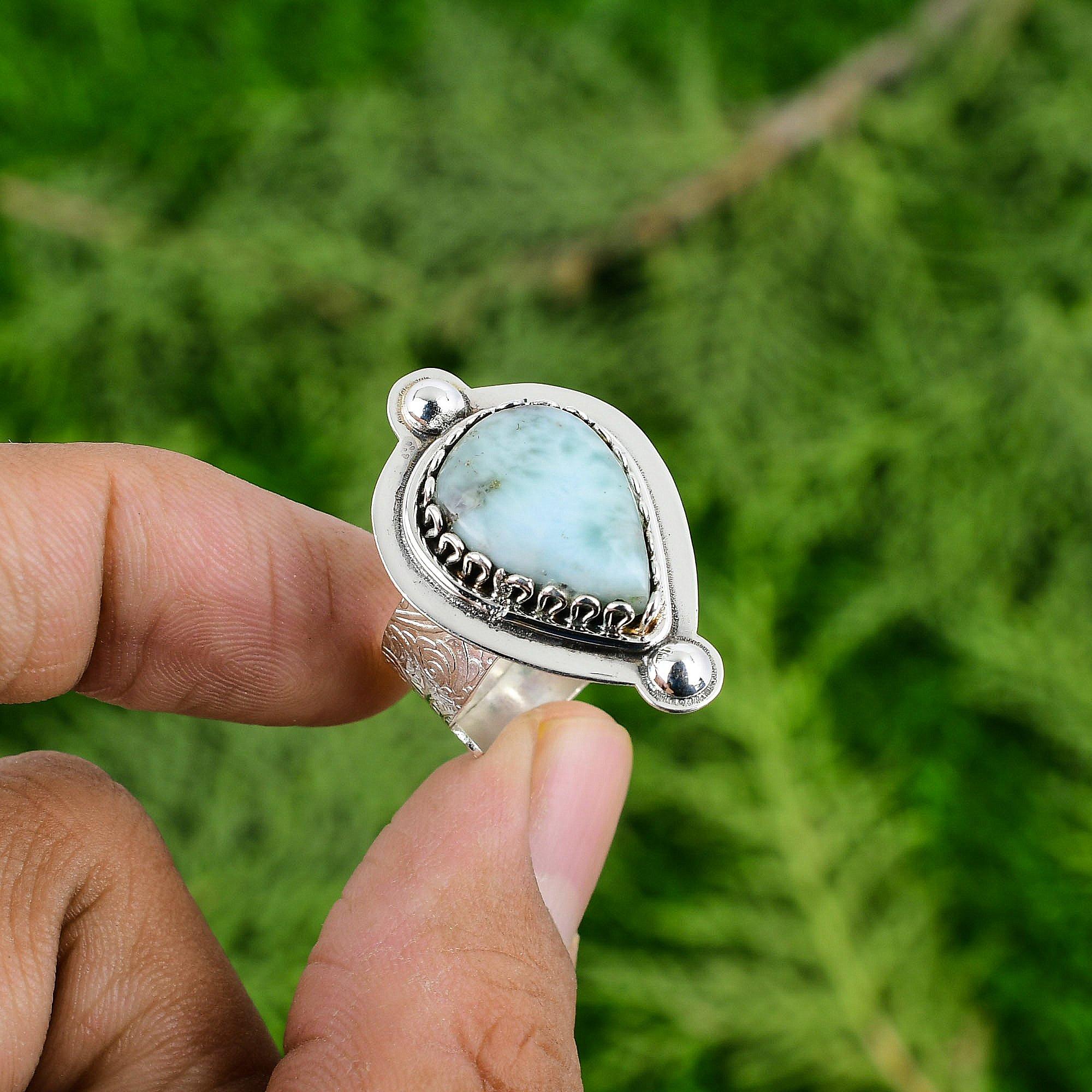 Larimar Stone Mother Bezel Throat Chakra Engagement New Ring Jewelry 925 Silver Adjustable
Larimar Stone Mother Bezel Throat Chakra Engagement New Ring Jewelry 925 Silver Adjustable