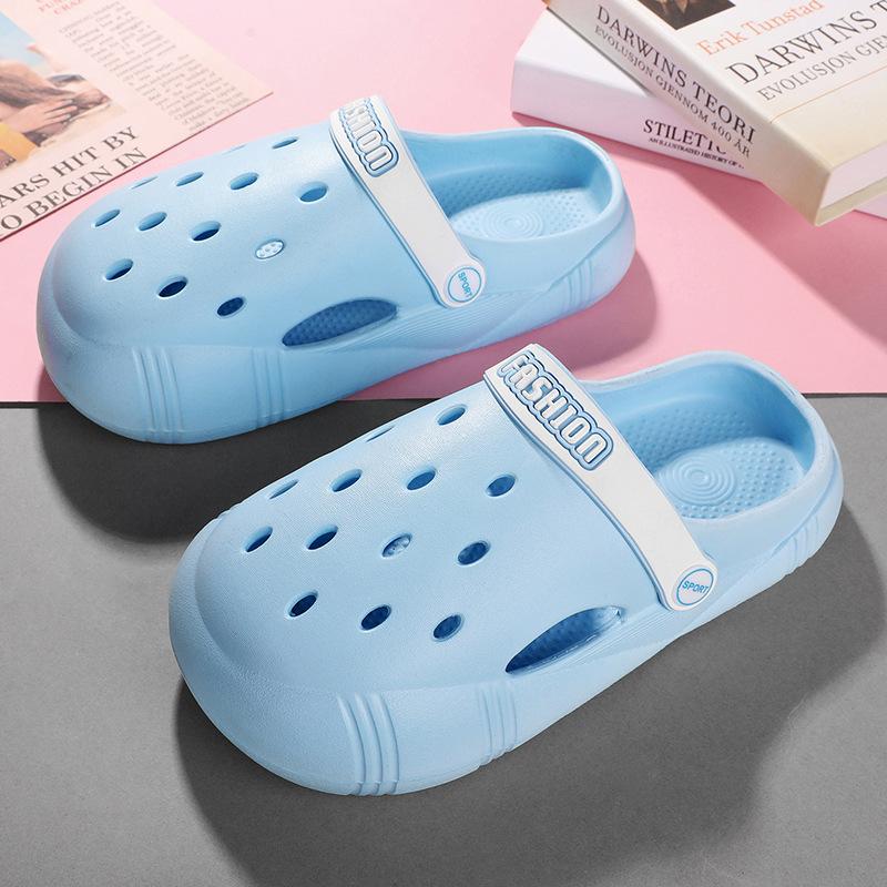 Садовая обувь женская пляжная обувь летняя обувь с отверстиями женские уличные шлепанцы с закрытым носком любовь дышащая обувь для родителей и детей 40-41 синий
