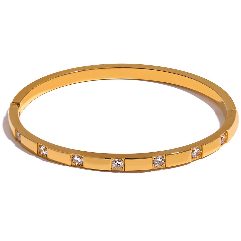 Yhpup Stylish Cubic Zirconia Stainless Steel Wrist Bangle Bracelet 18K Gold Plated Waterproof Jewelry for Women Charm Fashion
Yhpup Stylish Cubic Zirconia Stainless Steel Wrist Bangle Bracelet 18K Gold Plated Waterproof Jewelry for Women Charm Fashion