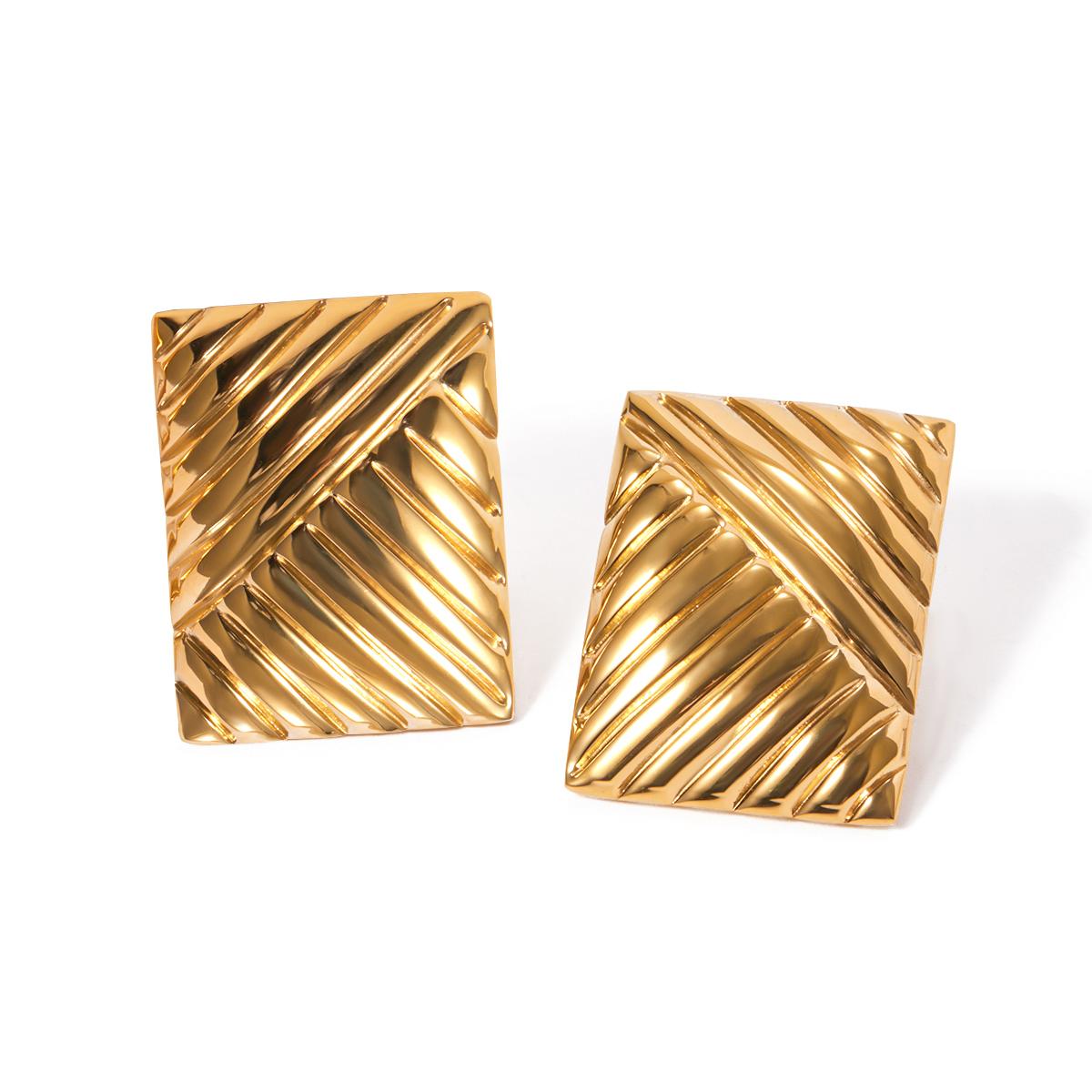 Stainless Steel Metal Stripe Symmetrical Earrings 18 K Plated Anti Allergy Metal Charm Popular Jewelry 2024 Waterproof
Stainless Steel Metal Stripe Symmetrical Earrings 18 K Plated Anti Allergy Metal Charm Popular Jewelry 2024 Waterproof
