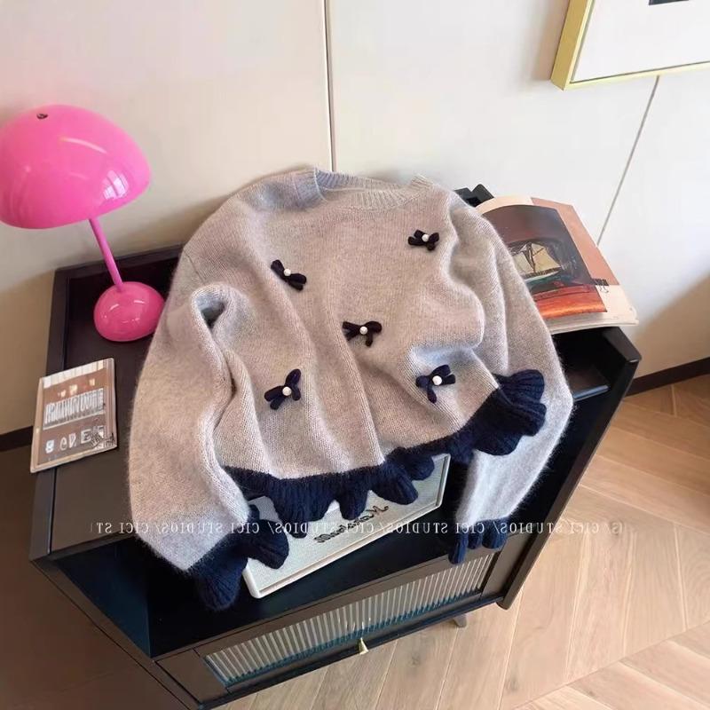Fungus edge bow pullover sweater women s spring new loose soft waxy knitted sweater one size fits all сірий колір
Fungus edge bow pullover sweater women s spring new loose soft waxy knitted sweater one size fits all сірий колір