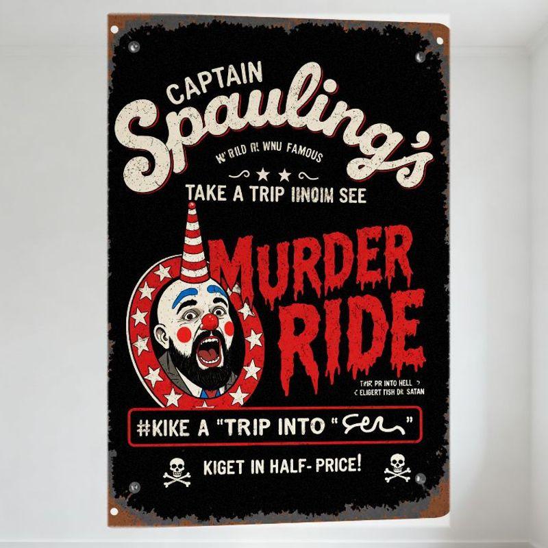 Vintage Captain Spauling s Murder Ride Metal Tin Sign - Horror Carnival Style Home Bar Decor Plaque with Clown Skull Graphics 20x30cm(7.8x11.8inch)
Vintage Captain Spauling s Murder Ride Metal Tin Sign - Horror Carnival Style Home Bar Decor Plaque with Clown Skull Graphics 20x30cm(7.8x11.8inch)