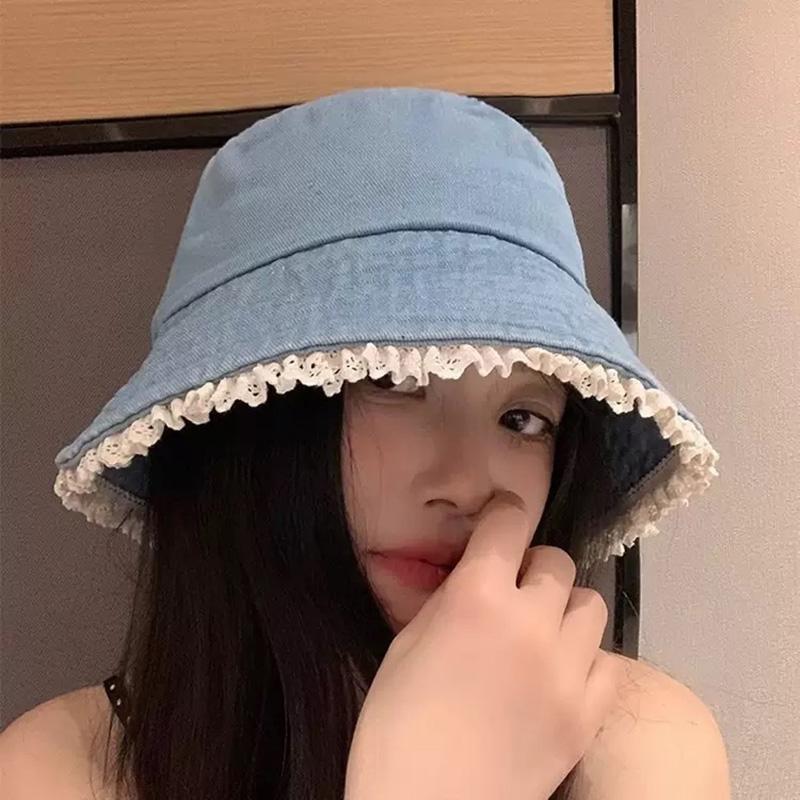Lace Ruffle Denim Bucket Hat for Women Korean Wide Brim Fisherman Cap Outdoor Sunshade Summer Basin Hats one size светло-синий
Lace Ruffle Denim Bucket Hat for Women Korean Wide Brim Fisherman Cap Outdoor Sunshade Summer Basin Hats one size светло-синий
