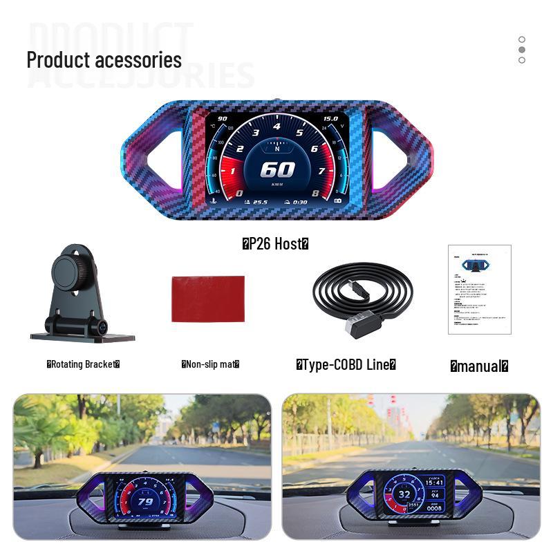 New P26 Car HUD: Multifunctional LCD Display for Speed, RPM, Fuel, Turbo & Inclinometer
New P26 Car HUD: Multifunctional LCD Display for Speed, RPM, Fuel, Turbo & Inclinometer