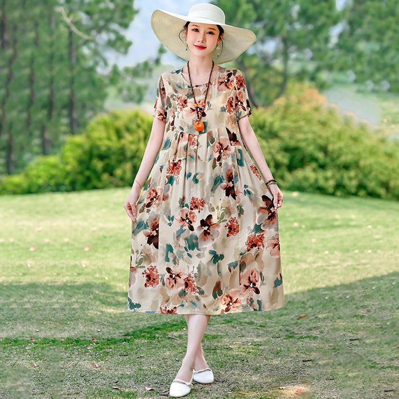Elegant Retro Chinese Style Summer Dress - Women s Short Sleeve Cotton Silk Maxi Skirt 3XL for 135-155 lbs
Elegant Retro Chinese Style Summer Dress - Women s Short Sleeve Cotton Silk Maxi Skirt 3XL for 135-155 lbs