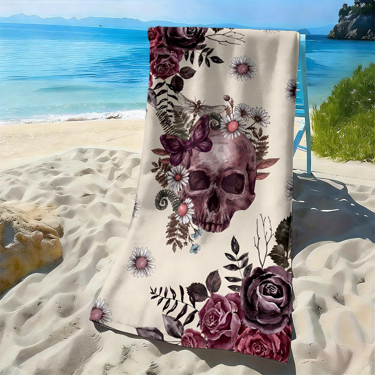 Gothic-style skull with floral patterns polyester microfiber beach towel is highly absorbent suitable for swimming beach outings W30*H60(CM)
Gothic-style skull with floral patterns polyester microfiber beach towel is highly absorbent suitable for swimming beach outings W30*H60(CM)