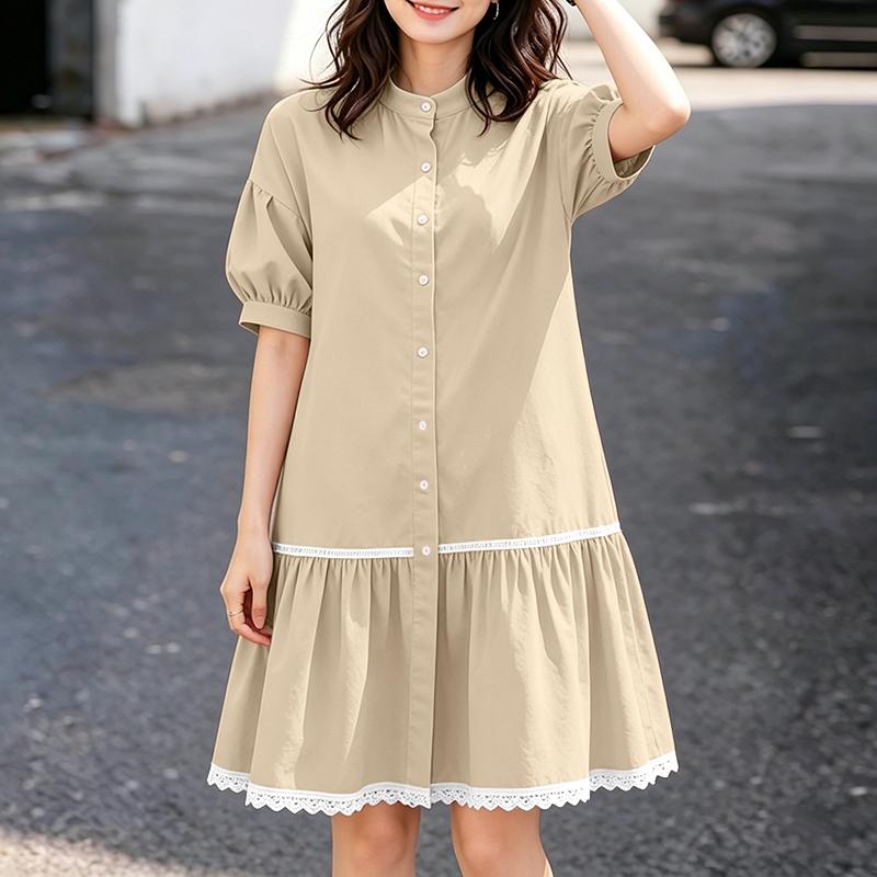 ZANZEA Women Stand Collar Summer Lace Splice Hem Loose Half Sleeve Dress 5XL хакі
ZANZEA Women Stand Collar Summer Lace Splice Hem Loose Half Sleeve Dress 5XL хакі