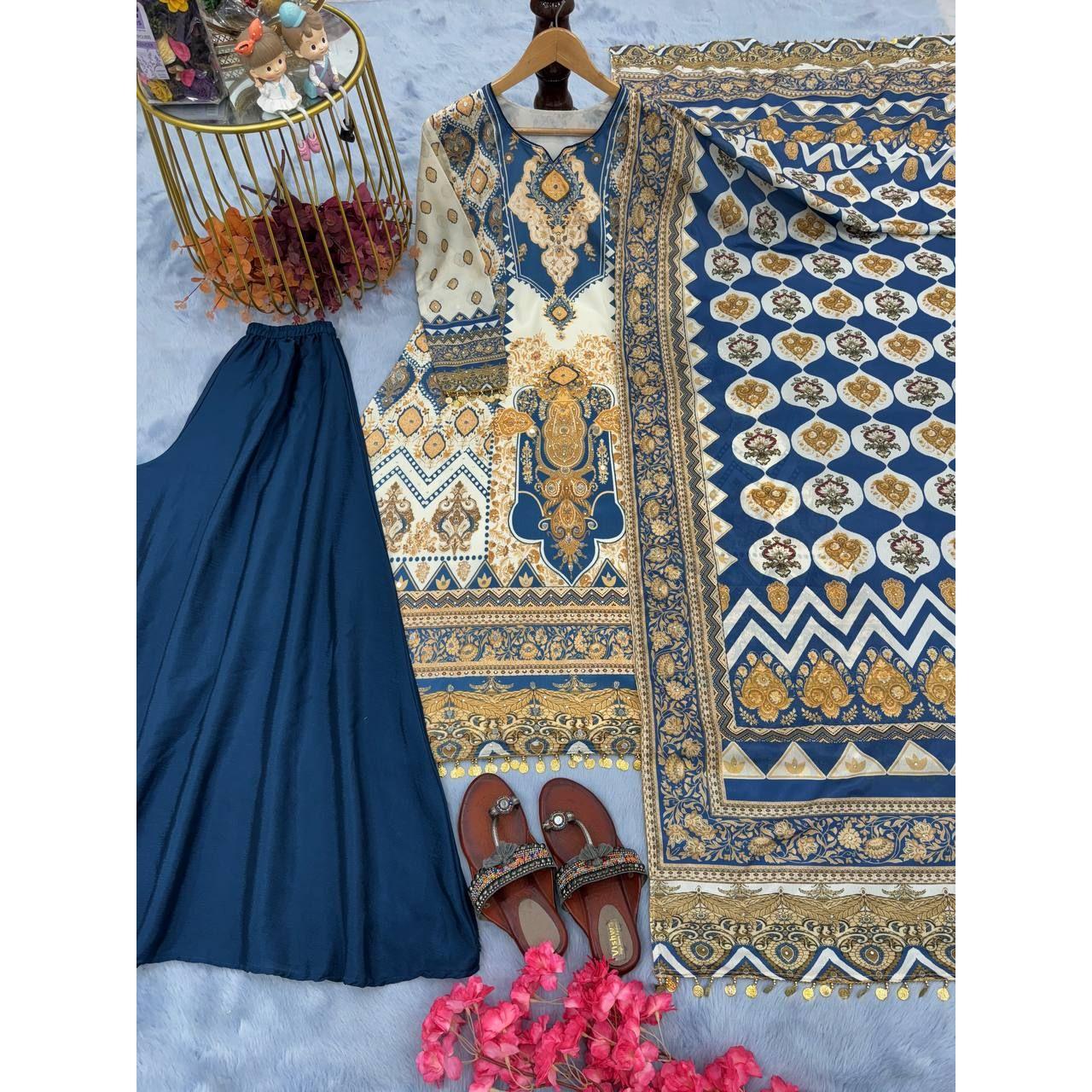 *Выпуск нового комплекта Đěsigner Party Wear Look Pur Chinon из шелкового топа Plazzo и Dupatta*
*Выпуск нового комплекта Đěsigner Party Wear Look Pur Chinon из шелкового топа Plazzo и Dupatta*
