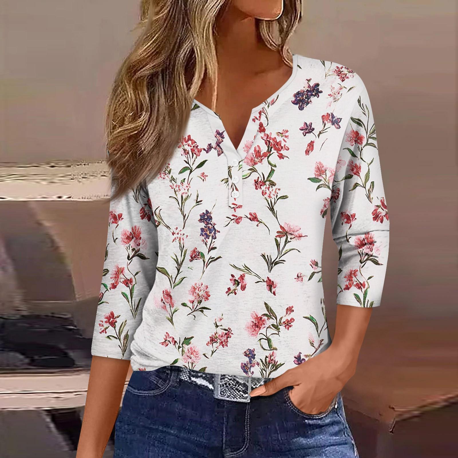 Women s Fashion Casual Printed V-Neck Short Sleeve Decorative Button Three-quarter Sleeve T-Shirt Top S верблюд
Women s Fashion Casual Printed V-Neck Short Sleeve Decorative Button Three-quarter Sleeve T-Shirt Top S верблюд