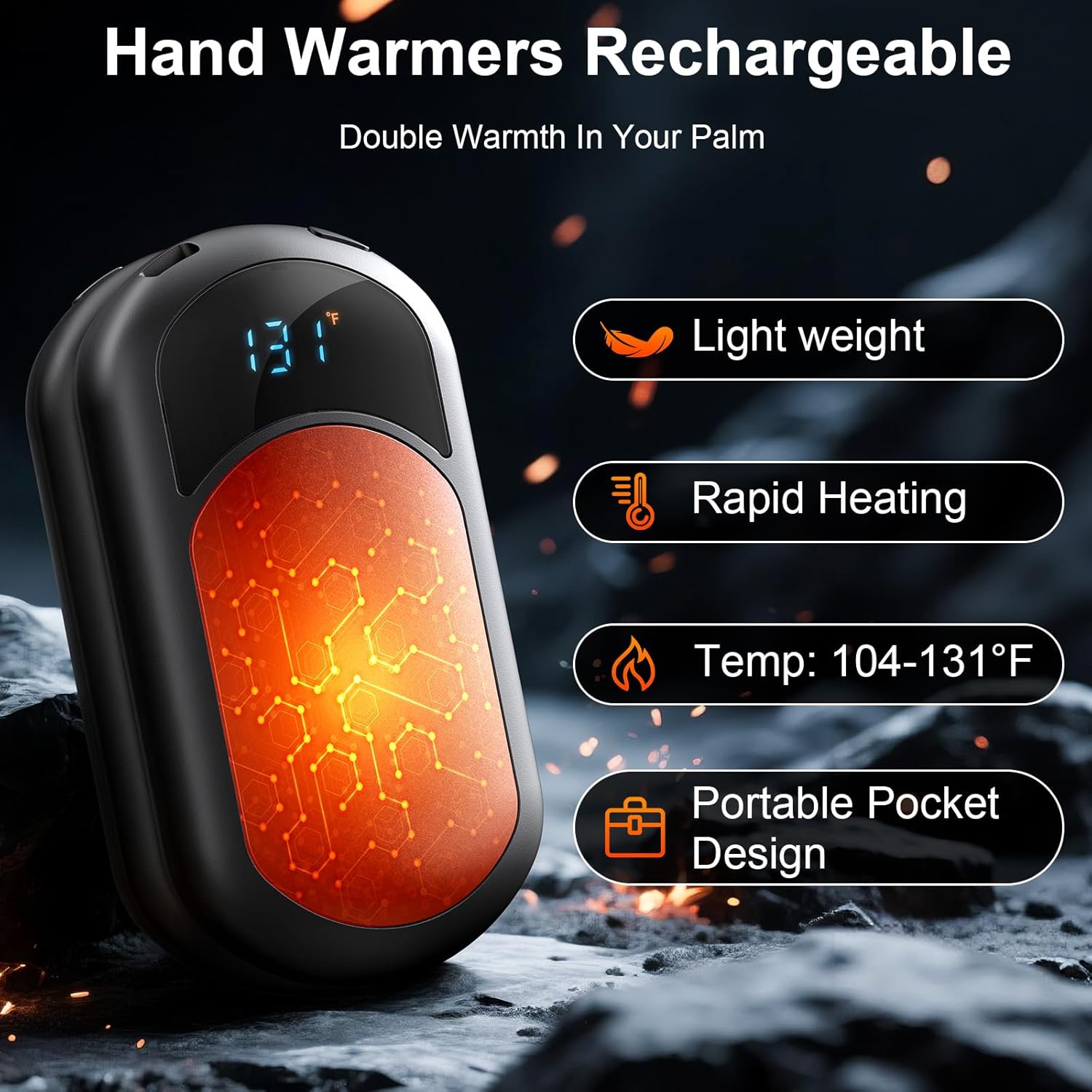 Rechargeable Hand Warmers 6400mAh, 3 Heat Modes, USB Quick Charge, Portable & Smart – Winter Gift for Outdoor Activities United States
Rechargeable Hand Warmers 6400mAh, 3 Heat Modes, USB Quick Charge, Portable & Smart – Winter Gift for Outdoor Activities United States