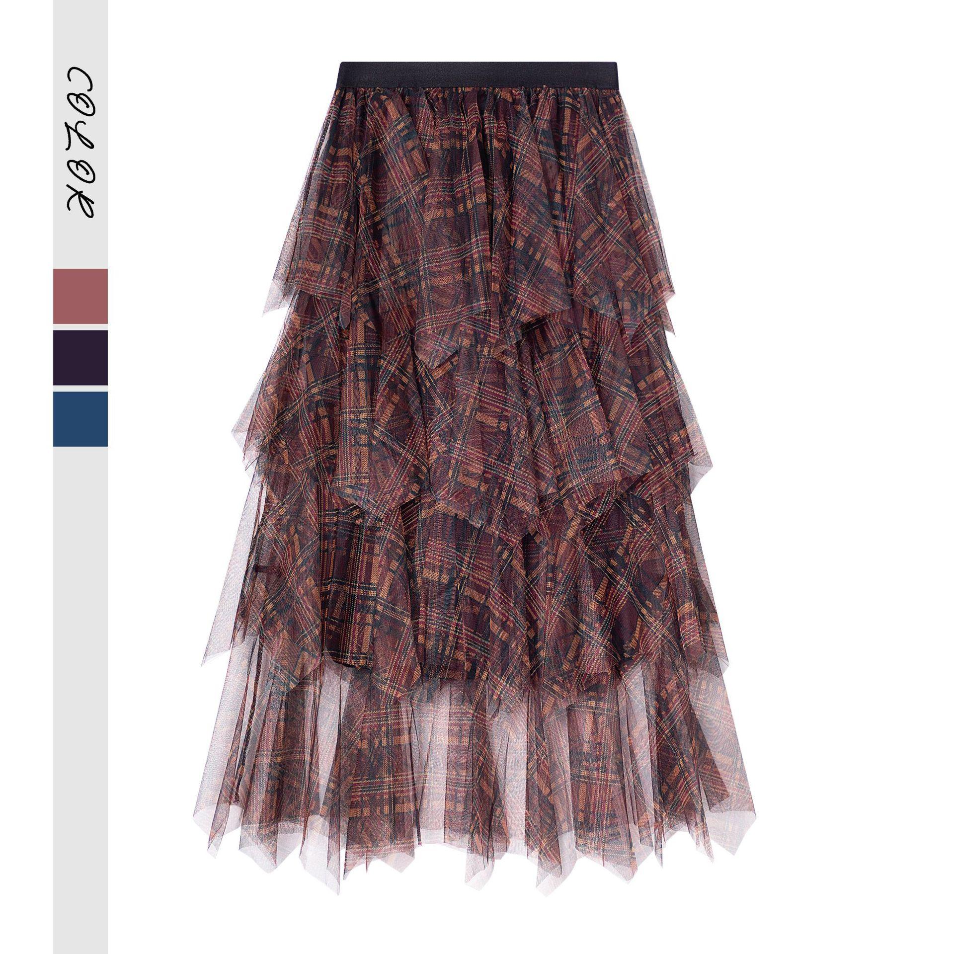 Plaid mesh skirt 2025 autumn and winter new irregular layer cake skirt high waist thin medium and long skirt women One size
Plaid mesh skirt 2025 autumn and winter new irregular layer cake skirt high waist thin medium and long skirt women One size