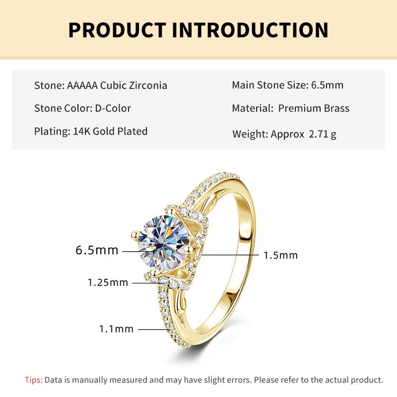 Rrjzz 6.5MM 1CT Round Cut CZ Lab Diamond Engagement Ring for Women 14K Silver Gold Plated Promise Wedding Band Ring Jewelry Gift 5
Rrjzz 6.5MM 1CT Round Cut CZ Lab Diamond Engagement Ring for Women 14K Silver Gold Plated Promise Wedding Band Ring Jewelry Gift 5