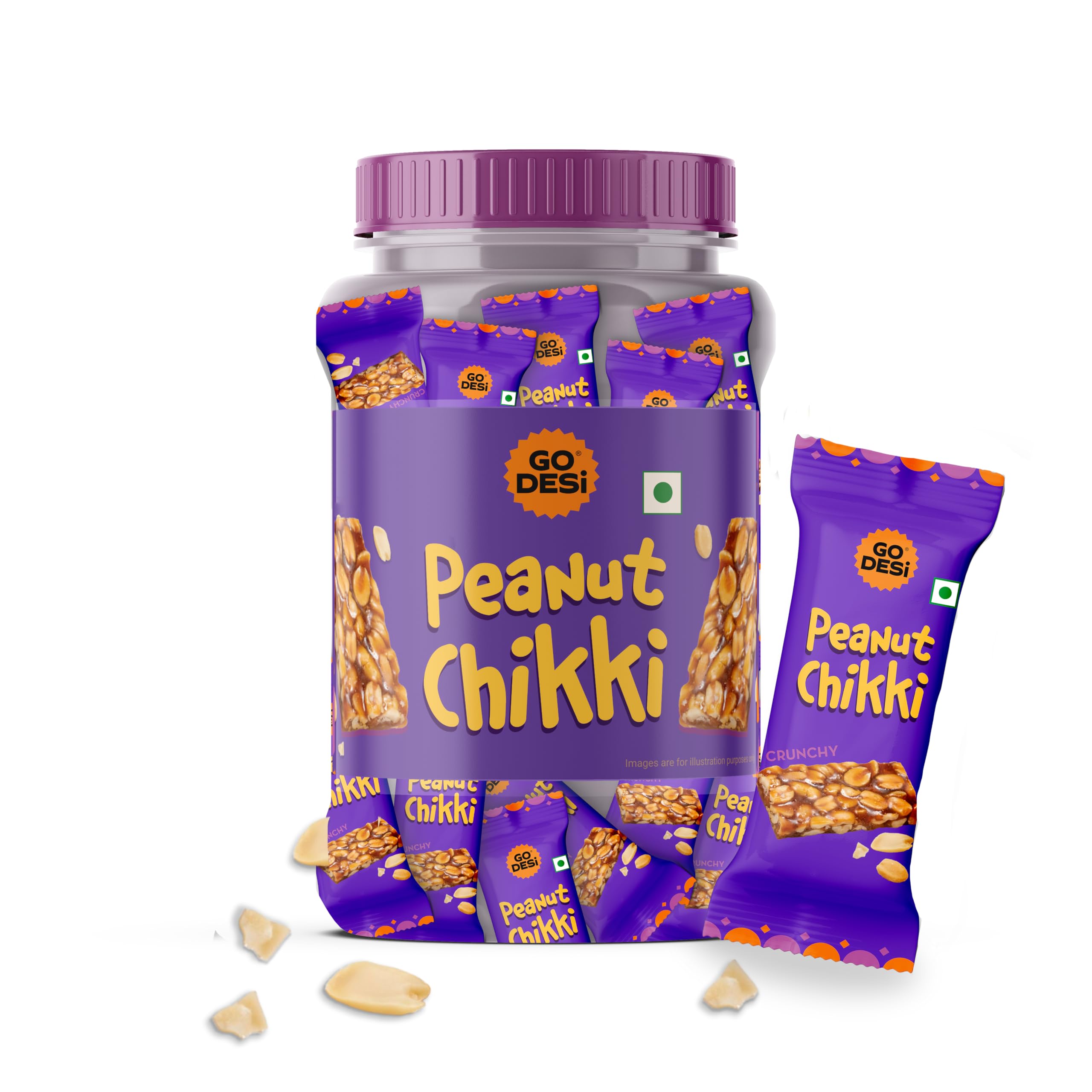 Go Desi Peanut Chikki Bar | No Added Preservatives and Colours | Gajak | Sweets | Made with Jaggery | Gazak | 50 pieces | 750gm
Go Desi Peanut Chikki Bar | No Added Preservatives and Colours | Gajak | Sweets | Made with Jaggery | Gazak | 50 pieces | 750gm