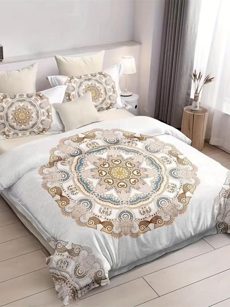 Комплект постельного белья из 2 пододеяльников в стиле бохо, мягкий, размер Twin, желтый и белый, 1 одеяло (90 x68 ) с 1 пододеяльником EU Single135x200cm