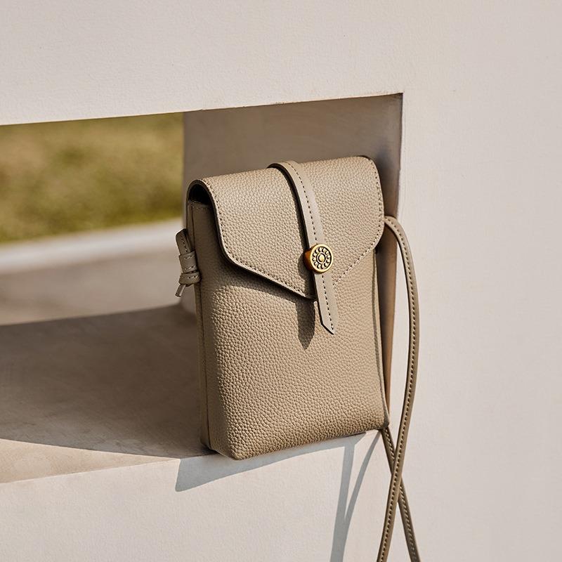 Женская летняя сумка-мессенджер из натуральной кожи для мобильного телефона (14*5*19 СМ) 612410083 серый