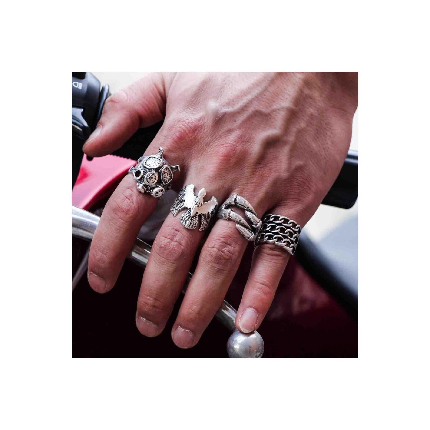 Набор из 4 посеребренных регулируемых моделей женских и мужских колец с когтями
Набор из 4 посеребренных регулируемых моделей женских и мужских колец с когтями