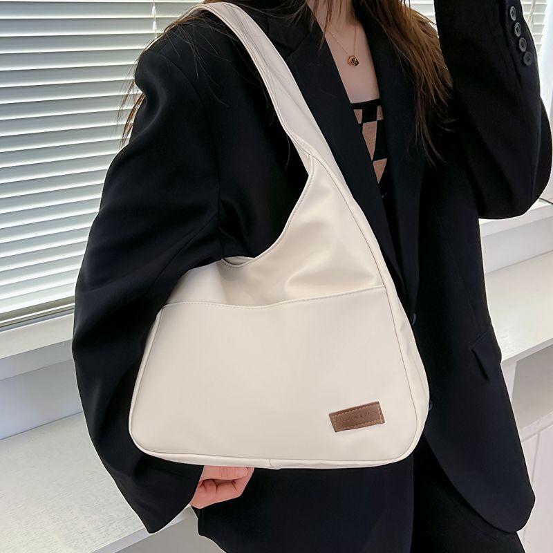 Женская однотонная сумка на одно плечо большой вместимости, женская сумка на молнии из искусственной кожи с буквенным наклоном через плечо, сумка через плечо Bagjavascript: белый
