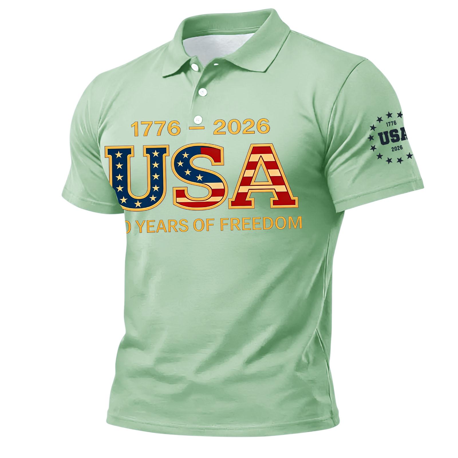 Men’s Short Sleeve Polo Shirt with USA 250 Years of Freedom Letter Print Classic Fit Soft Fabric Casual Top XXXL
Men’s Short Sleeve Polo Shirt with USA 250 Years of Freedom Letter Print Classic Fit Soft Fabric Casual Top XXXL