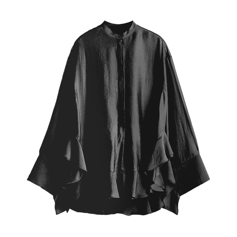 New Fall Women s Clothing Sweet Style Loose Batwing Sleeve Chinese Collar Ruffles Shirt Tops 1301442 Black L
New Fall Women s Clothing Sweet Style Loose Batwing Sleeve Chinese Collar Ruffles Shirt Tops 1301442 Black L