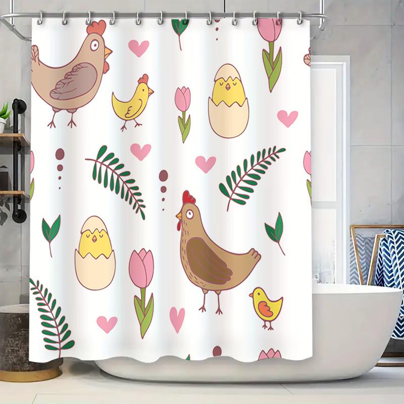 Chicken Egg Chicks Floral Shower Curtain Set For Bathroom Decor Cute Animal Print In Pink Green Yellow White W60H190(CM)-1 Pcs
Chicken Egg Chicks Floral Shower Curtain Set For Bathroom Decor Cute Animal Print In Pink Green Yellow White W60H190(CM)-1 Pcs