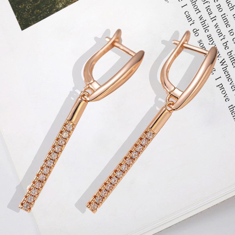 Fashion Women Long Earring Cylindrical Artificial Zircon Dangle Earrings Friend Birthday Gift рожевий колір золота
Fashion Women Long Earring Cylindrical Artificial Zircon Dangle Earrings Friend Birthday Gift рожевий колір золота