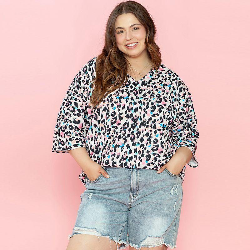 Summer Thin Plus Size Loose Short Sleeve Pullover Shirt Women 2024 Fashion Fashion Leopard Print Printed V-neck Tops Women Leopard print P1720 3XL fit (82.50 kg-90.00 kg
Summer Thin Plus Size Loose Short Sleeve Pullover Shirt Women 2024 Fashion Fashion Leopard Print Printed V-neck Tops Women Leopard print P1720 3XL fit (82.50 kg-90.00 kg