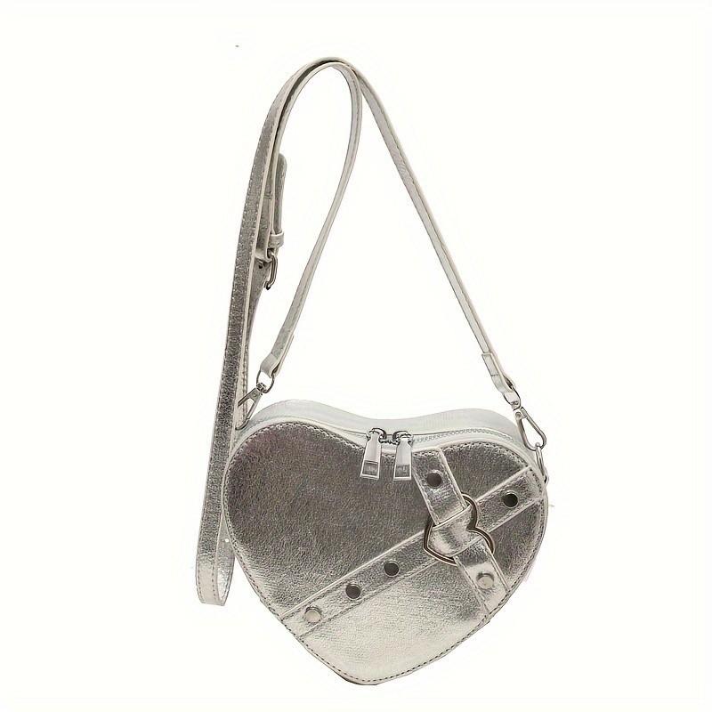 Niche Y2K Style Heart Shape Shoulder Bag, Solid Color Rivets Decor Crossbody Zipper Purse For Women
Niche Y2K Style Heart Shape Shoulder Bag, Solid Color Rivets Decor Crossbody Zipper Purse For Women