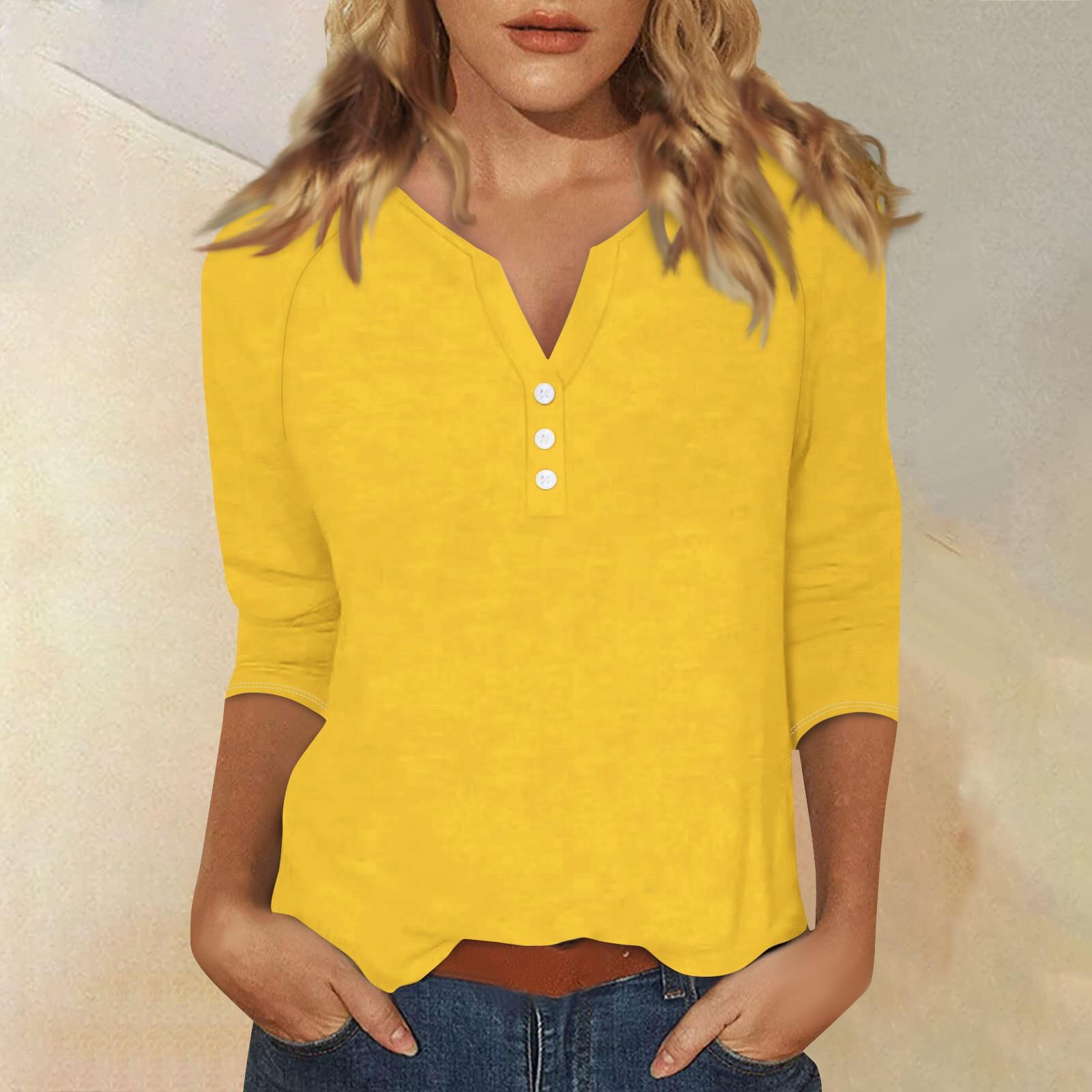 Жен. Футболка Футболка С принтом Пуговицы Рукав 3/4 Повседневные Выходные Мода Классический Классический V-образный вырез Обычный Верх M жёлтый
Жен. Футболка Футболка С принтом Пуговицы Рукав 3/4 Повседневные Выходные Мода Классический Классический V-образный вырез Обычный Верх M жёлтый