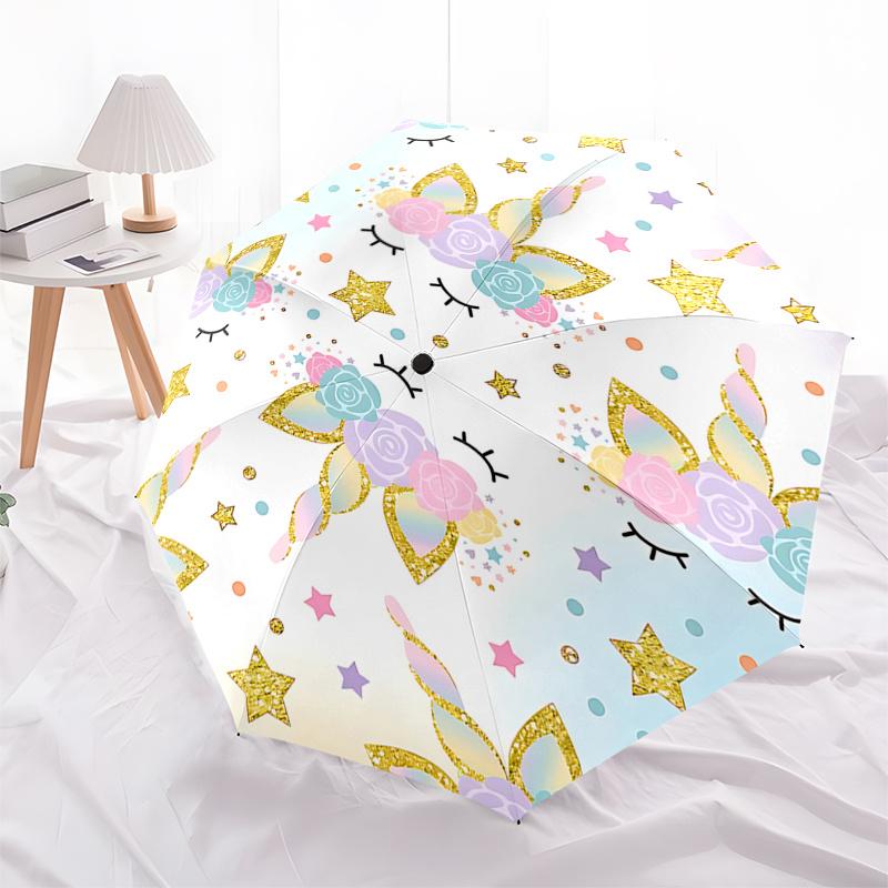 Unicorn Floral Automatic Opening Umbrella - Portable 3-Fold Design with Golden Stars and Flowers, Perfect for Fans, Travelers, Daily Use, an
Unicorn Floral Automatic Opening Umbrella - Portable 3-Fold Design with Golden Stars and Flowers, Perfect for Fans, Travelers, Daily Use, an