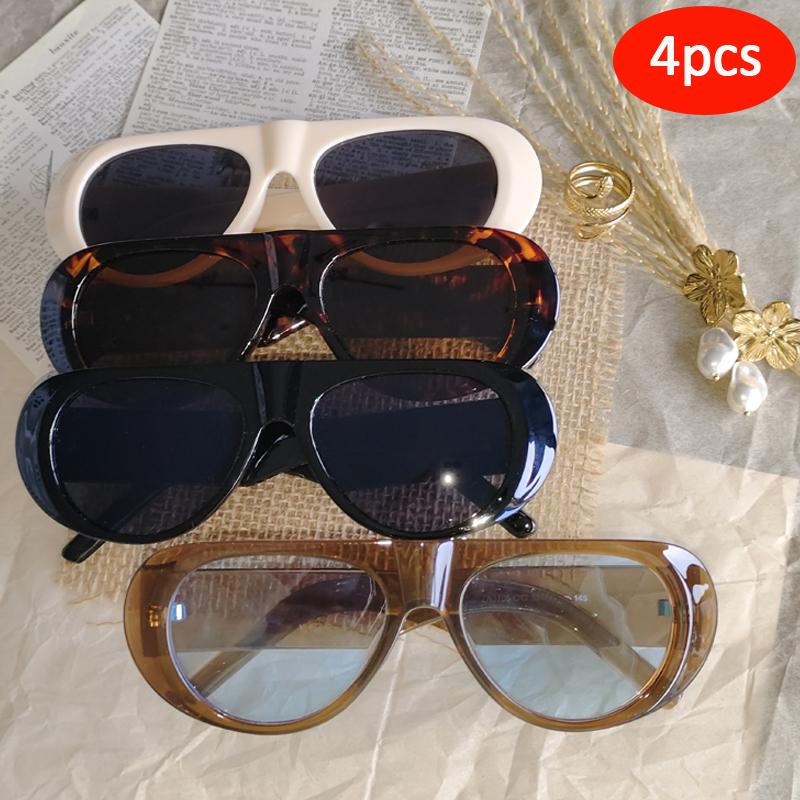 4pcs New Fashion Women Large Frame Retro Sunglasses Sets UV400 Oval Female Advanced Minimalist Style Glasses
4pcs New Fashion Women Large Frame Retro Sunglasses Sets UV400 Oval Female Advanced Minimalist Style Glasses