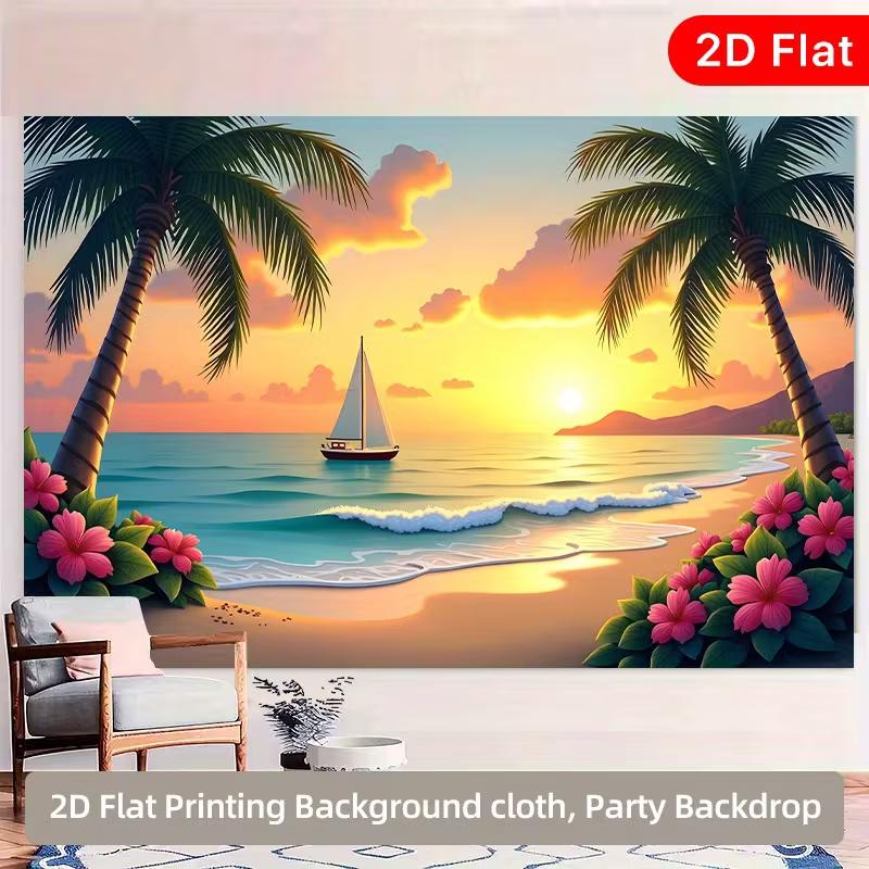 2D Hawaiian Sunset Beach Backdrop, 2D Flat Sailboat & Hibiscus Background for Summer Birthday Party Decoration 47.2x31.5inch/120*80cm
2D Hawaiian Sunset Beach Backdrop, 2D Flat Sailboat & Hibiscus Background for Summer Birthday Party Decoration 47.2x31.5inch/120*80cm
