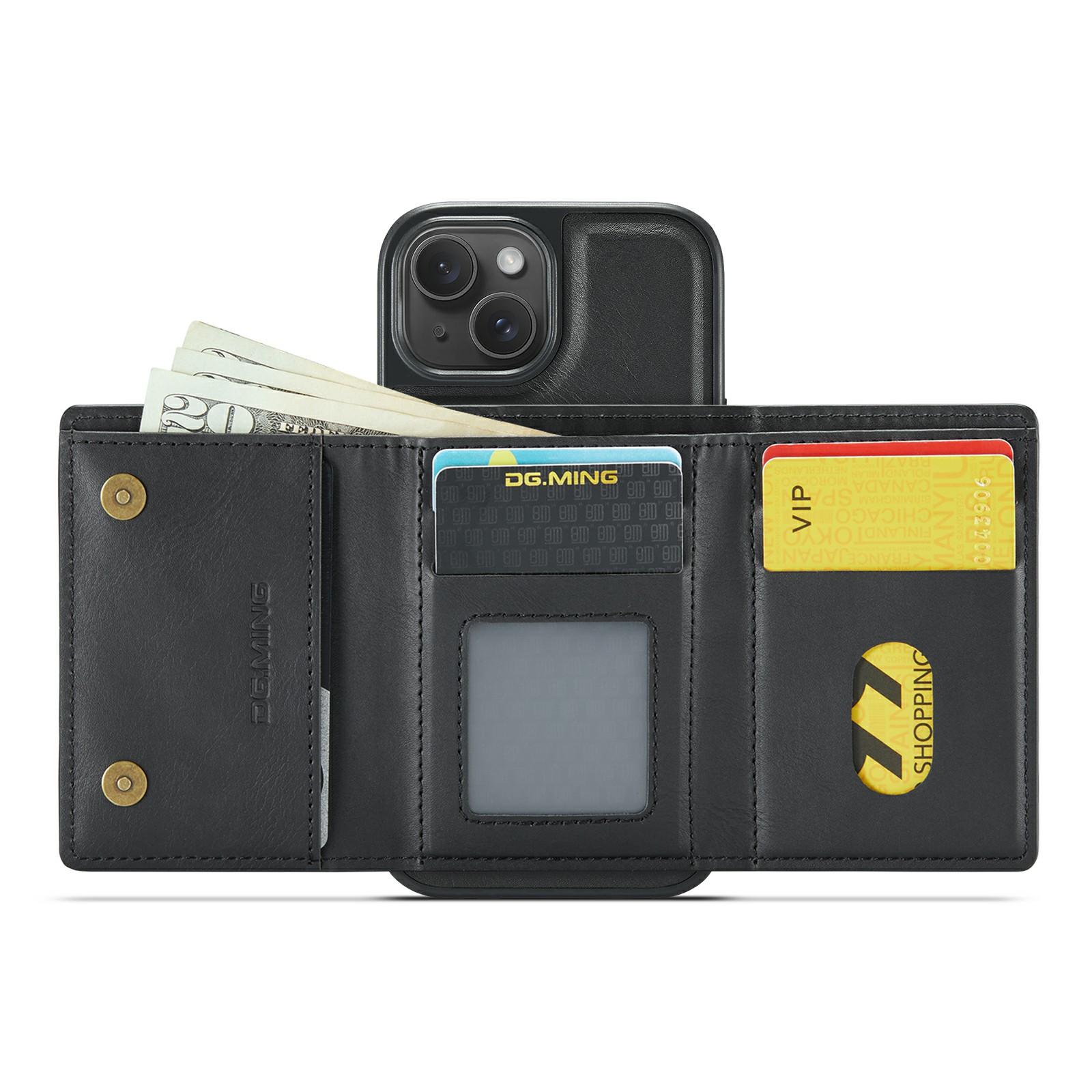 DG.MING M6 Series For iPhone 15 Plus Case Magnetic Wallet PU+PC+TPU Phone Cover Black
DG.MING M6 Series For iPhone 15 Plus Case Magnetic Wallet PU+PC+TPU Phone Cover Black