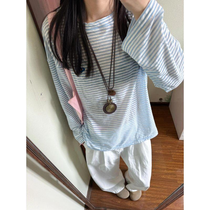 Blue Stripe T-shirt Women s Long Sleeve Top Early Spring 2024 New Loose Lazy Summer Thin Sunscreen Cover up Ins Blue Stripe S
Blue Stripe T-shirt Women s Long Sleeve Top Early Spring 2024 New Loose Lazy Summer Thin Sunscreen Cover up Ins Blue Stripe S