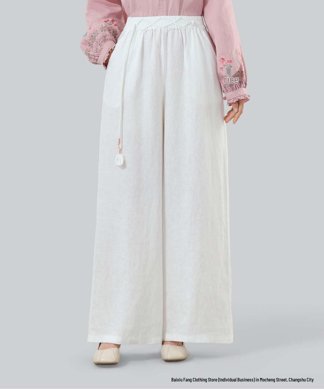 2026 Spring/Summer Women’s Retro Linen High-Waisted Wide-Leg Pants with Floral Pendant One Size
2026 Spring/Summer Women’s Retro Linen High-Waisted Wide-Leg Pants with Floral Pendant One Size