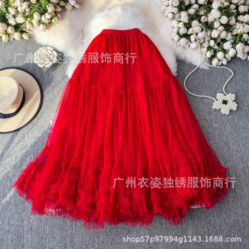 Super pendulum design sense fashion mesh skirt sweet fungus lace a word big pendulum skirt one size fits all червоний
Super pendulum design sense fashion mesh skirt sweet fungus lace a word big pendulum skirt one size fits all червоний
