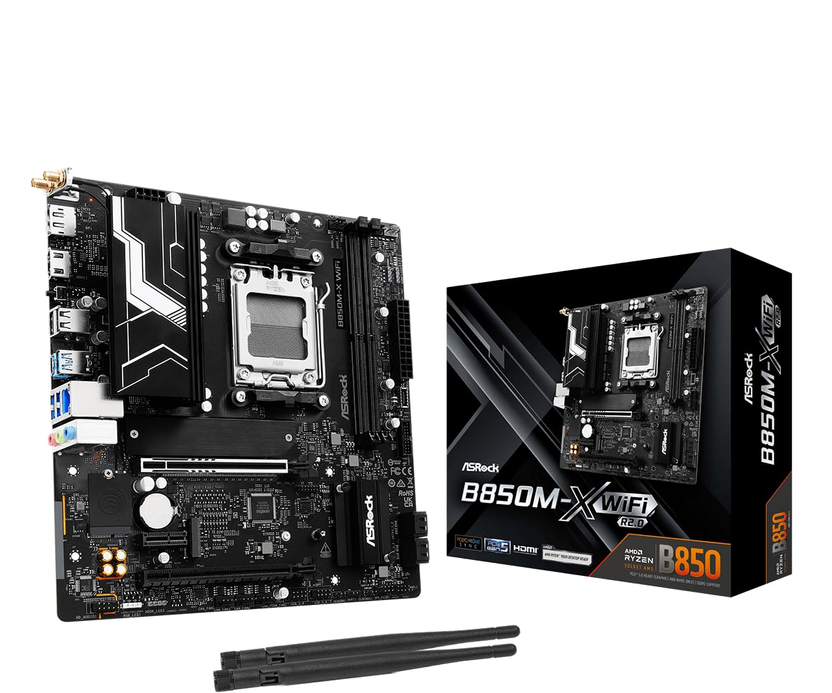 Материнська плата ASRock WiFi Материнська плата MB6752 B850M-X R2.0 Micro-ATX
Материнська плата ASRock WiFi Материнська плата MB6752 B850M-X R2.0 Micro-ATX