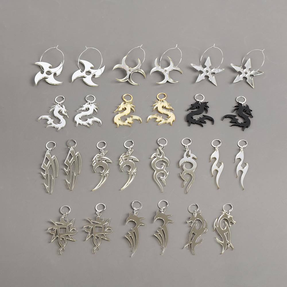Mirror Surface Streetwear Jewelry Chic Dragon Earrings Totem Darts Hoop Earrings Dragon Pattern 5
Mirror Surface Streetwear Jewelry Chic Dragon Earrings Totem Darts Hoop Earrings Dragon Pattern 5