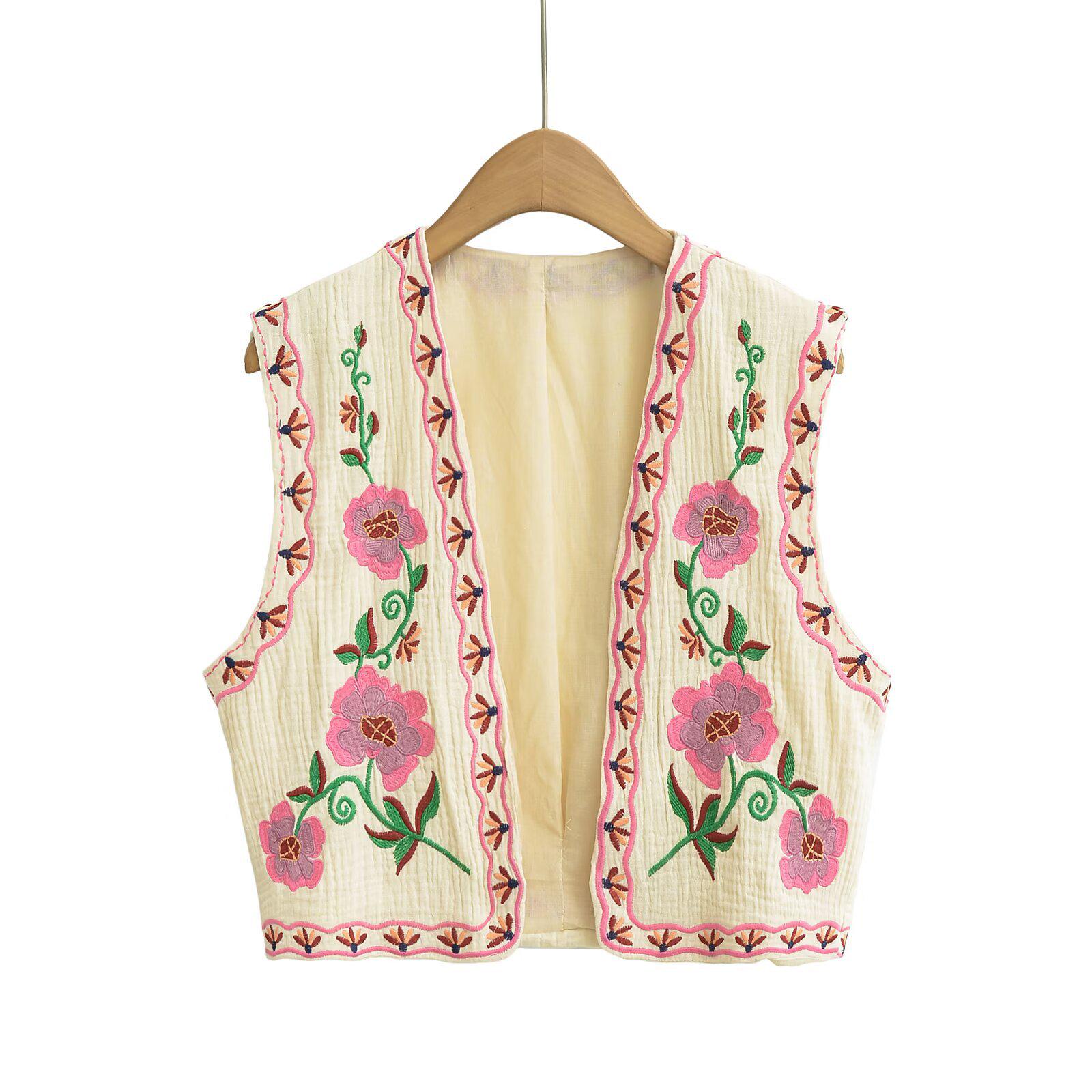 2026 Floral Embroidered Color Block Open Front Sleeveless Vest - Retro Spring Women s Outerwear Extra Small
2026 Floral Embroidered Color Block Open Front Sleeveless Vest - Retro Spring Women s Outerwear Extra Small