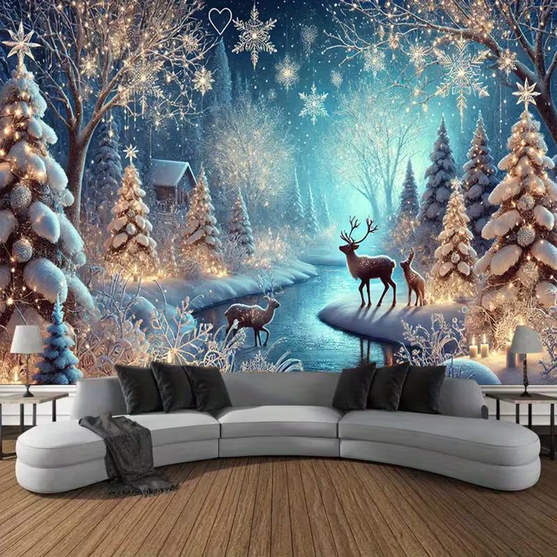 2D Christmas Deer Tapestry, Blue Night Winter Forest Wall Decor for Living Room Bedroom 47.2x31.5inch/120*80cm
2D Christmas Deer Tapestry, Blue Night Winter Forest Wall Decor for Living Room Bedroom 47.2x31.5inch/120*80cm