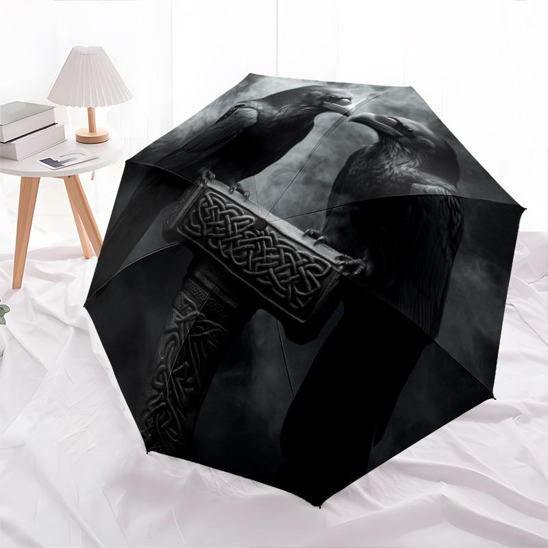 Raven pattern, automatic folding umbrella, portable and foldable design, 8 ribs, a Christmas or birthday gift.
Raven pattern, automatic folding umbrella, portable and foldable design, 8 ribs, a Christmas or birthday gift.