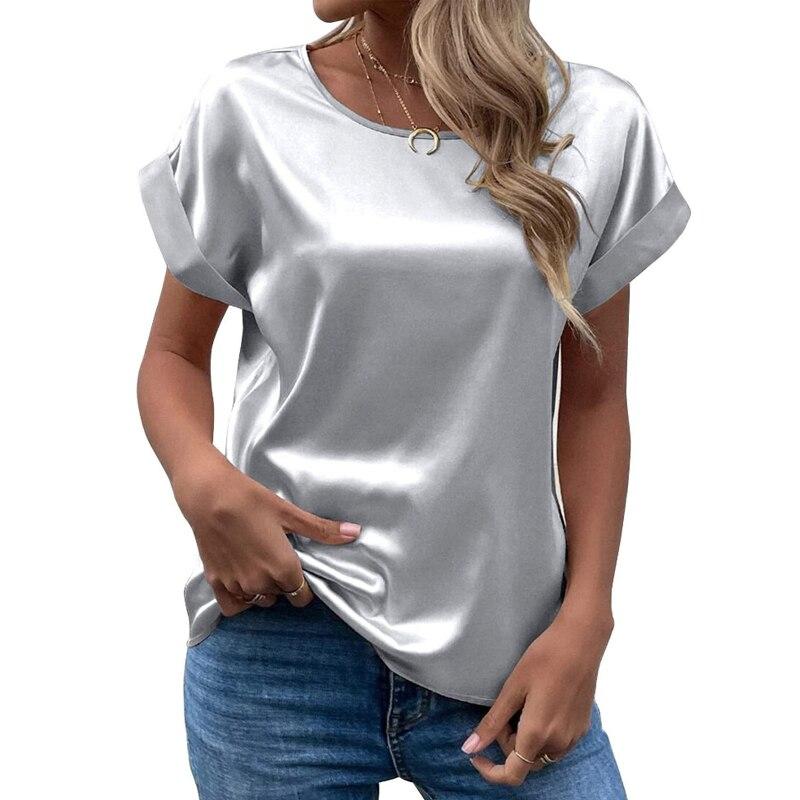 Casual Solid Satin Women Blouse Fashion 2026 Summer Elegant Short Sleeve Woman Shrit Loose Office Lady Tops Women Clothing 25084 M світло-сірого кольору
Casual Solid Satin Women Blouse Fashion 2026 Summer Elegant Short Sleeve Woman Shrit Loose Office Lady Tops Women Clothing 25084 M світло-сірого кольору