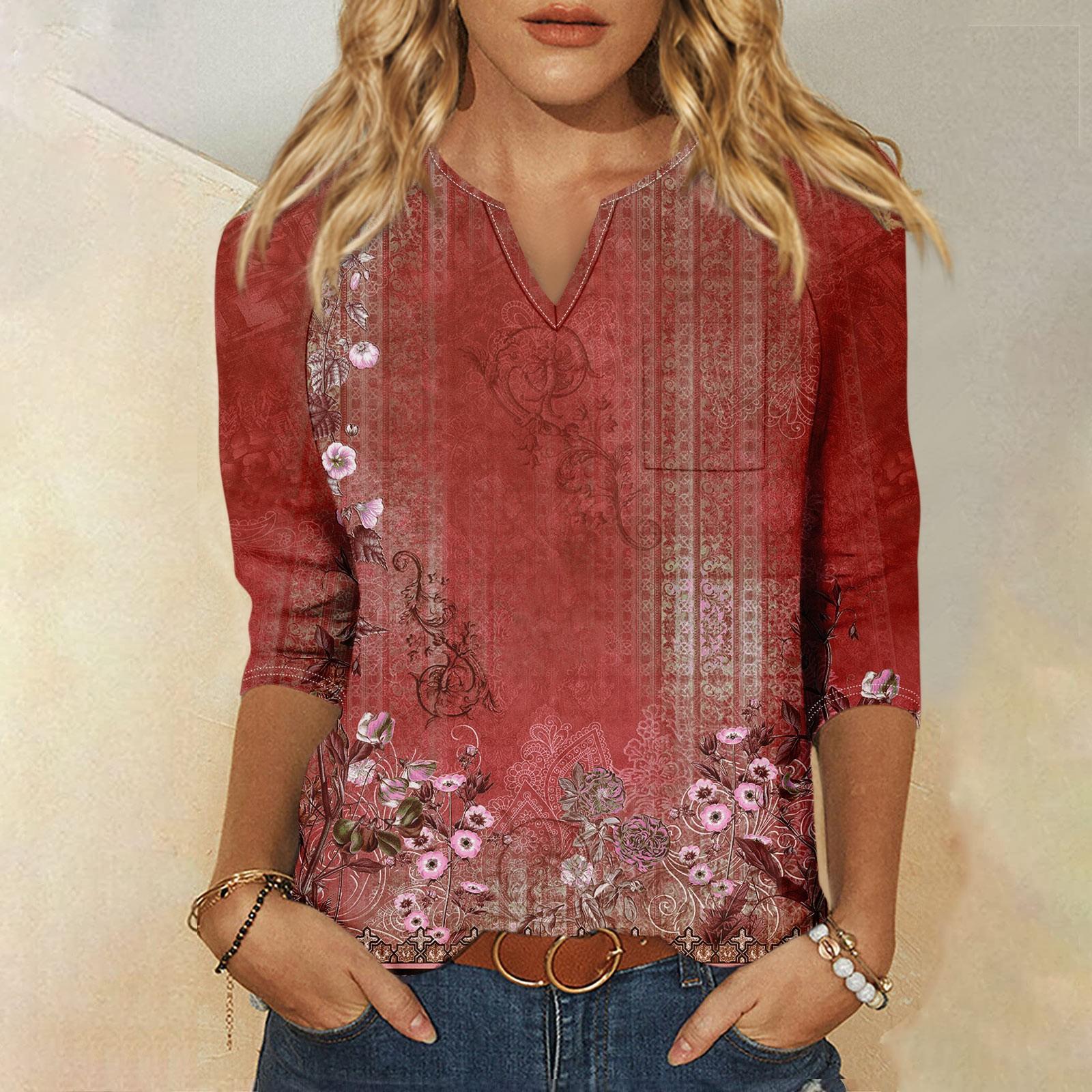 Женская модная рубашка, повседневная рубашка с рукавами реглан, карман, V-образный вырез, рукав 3/4, свободная футболка с принтом, женский топ XL красный
Женская модная рубашка, повседневная рубашка с рукавами реглан, карман, V-образный вырез, рукав 3/4, свободная футболка с принтом, женский топ XL красный