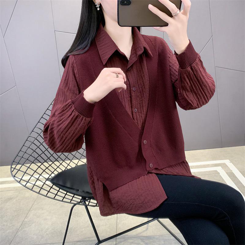 Женский вязаный топ с длинными рукавами, имитирующий двойку - Весна/Осень 2025, трендовая европейская многослойная рубашка One Size
Женский вязаный топ с длинными рукавами, имитирующий двойку - Весна/Осень 2025, трендовая европейская многослойная рубашка One Size