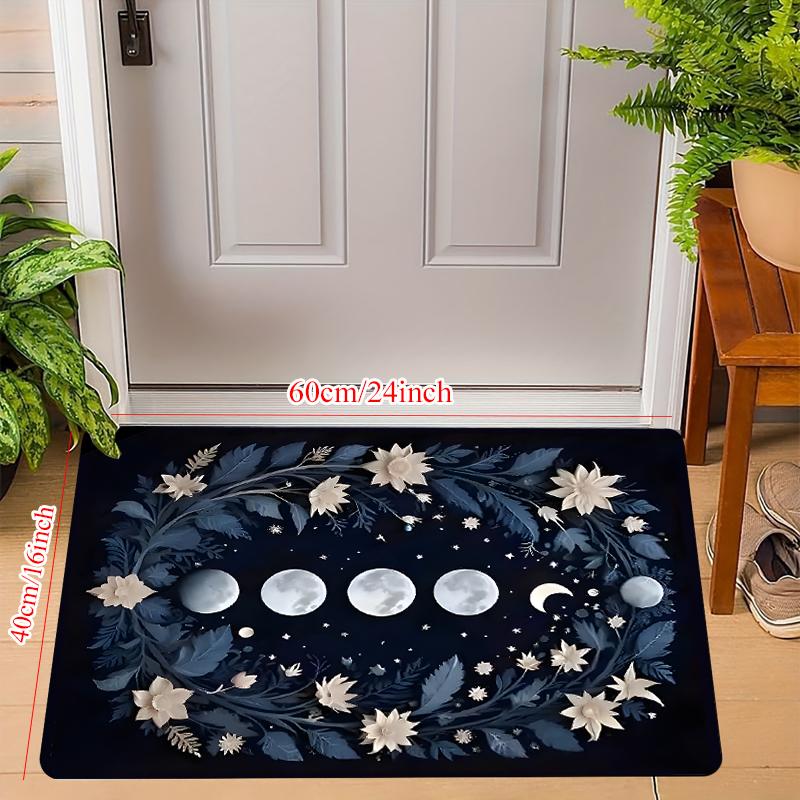 Moon Phase Floral Wreath Area Rug Celestial Night Sky Starry Carpet Non-Slip Washable Boho Decor Mat for Living Room Bedroom 40x60CM
Moon Phase Floral Wreath Area Rug Celestial Night Sky Starry Carpet Non-Slip Washable Boho Decor Mat for Living Room Bedroom 40x60CM