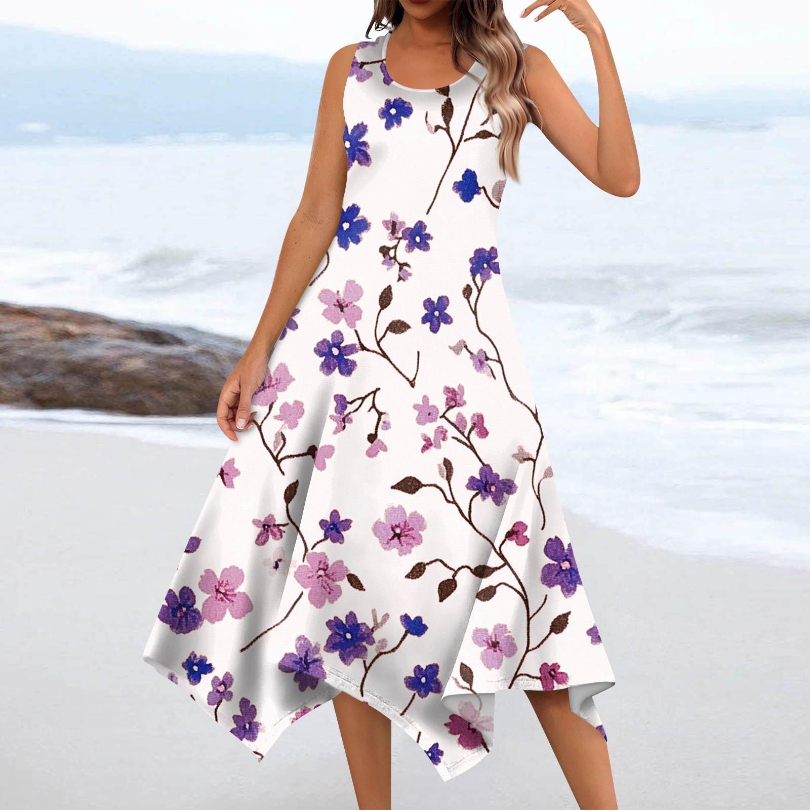 Женские летние модные платья миди с круглым вырезом без рукавов и цветочным принтом, неровным подолом XXL фиолетовый
Женские летние модные платья миди с круглым вырезом без рукавов и цветочным принтом, неровным подолом XXL фиолетовый